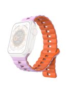 For Apple Watch Series 10 46mm / Ultra 2 Ultra 49mm /  Series 9 8 7 45mm / 6 5 4 SE (2023) SE (2022) SE 44mm / 3 2 1 42mm Silicone Band Watch Strap - Purple+Orange