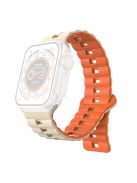 For Apple Watch Series 10 46mm / Ultra 2 Ultra 49mm /  Series 9 8 7 45mm / 6 5 4 SE (2023) SE (2022) SE 44mm / 3 2 1 42mm Silicone Band Watch Strap - Starlight+Orange