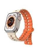 For Apple Watch Series 10 46mm / Ultra 2 Ultra 49mm /  Series 9 8 7 45mm / 6 5 4 SE (2023) SE (2022) SE 44mm / 3 2 1 42mm Silicone Band Watch Strap - Starlight+Orange