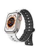 For Apple Watch Series 10 46mm / Ultra 2 Ultra 49mm /  Series 9 8 7 45mm / 6 5 4 SE (2023) SE (2022) SE 44mm / 3 2 1 42mm Silicone Band Watch Strap - White+Black