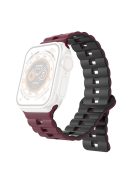 For Apple Watch Series 10 46mm / Ultra 2 Ultra 49mm /  Series 9 8 7 45mm / 6 5 4 SE (2023) SE (2022) SE 44mm / 3 2 1 42mm Silicone Band Watch Strap - Wine Red+Black