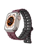 For Apple Watch Series 10 46mm / Ultra 2 Ultra 49mm /  Series 9 8 7 45mm / 6 5 4 SE (2023) SE (2022) SE 44mm / 3 2 1 42mm Silicone Band Watch Strap - Wine Red+Black