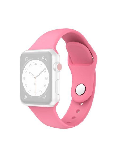 For Apple Watch Series 10 46mm / Ultra 2 Ultra 49mm /  Series 9 8 7 45mm / 6 5 4 SE (2023) SE (2022) SE 44mm / 3 2 1 42mm Silicone Band Watch Strap with Hexagonal Stud - Pink