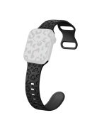 For Apple Watch Series 10 46mm / Ultra 2 Ultra 49mm /  Series 9 8 7 45mm / 6 5 4 SE (2023) SE (2022) SE 44mm / 3 2 1 42mm Silicone Leopard Pattern Watch Strap - Black