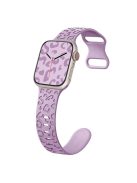 For Apple Watch Series 10 46mm / Ultra 2 Ultra 49mm /  Series 9 8 7 45mm / 6 5 4 SE (2023) SE (2022) SE 44mm / 3 2 1 42mm Silicone Leopard Pattern Watch Strap - Light Purple