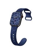 For Apple Watch Series 10 46mm / Ultra 2 Ultra 49mm /  Series 9 8 7 45mm / 6 5 4 SE (2023) SE (2022) SE 44mm / 3 2 1 42mm Silicone Leopard Pattern Watch Strap - Midnight Blue