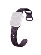 For Apple Watch Series 10 46mm / Ultra 2 Ultra 49mm /  Series 9 8 7 45mm / 6 5 4 SE (2023) SE (2022) SE 44mm / 3 2 1 42mm Silicone Leopard Pattern Watch Strap - Plum Purple