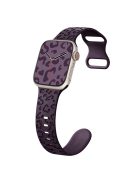 For Apple Watch Series 10 46mm / Ultra 2 Ultra 49mm /  Series 9 8 7 45mm / 6 5 4 SE (2023) SE (2022) SE 44mm / 3 2 1 42mm Silicone Leopard Pattern Watch Strap - Plum Purple