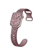 For Apple Watch Series 10 46mm / Ultra 2 Ultra 49mm /  Series 9 8 7 45mm / 6 5 4 SE (2023) SE (2022) SE 44mm / 3 2 1 42mm Silicone Leopard Pattern Watch Strap - Smoke Purple