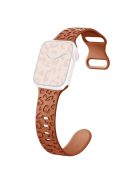 For Apple Watch Series 10 46mm / Ultra 2 Ultra 49mm /  Series 9 8 7 45mm / 6 5 4 SE (2023) SE (2022) SE 44mm / 3 2 1 42mm Silicone Leopard Pattern Watch Strap - Tan