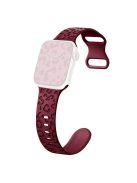 For Apple Watch Series 10 46mm / Ultra 2 Ultra 49mm /  Series 9 8 7 45mm / 6 5 4 SE (2023) SE (2022) SE 44mm / 3 2 1 42mm Silicone Leopard Pattern Watch Strap - Wine Red