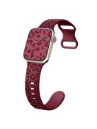 For Apple Watch Series 10 46mm / Ultra 2 Ultra 49mm /  Series 9 8 7 45mm / 6 5 4 SE (2023) SE (2022) SE 44mm / 3 2 1 42mm Silicone Leopard Pattern Watch Strap - Wine Red