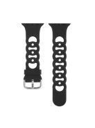 For Apple Watch Series 10 46mm / Ultra 2 Ultra 49mm /  Series 9 8 7 45mm / 6 5 4 SE (2023) SE (2022) SE 44mm / 3 2 1 42mm Silicone Strap Donut Hollow Watchband - Black