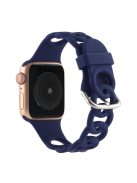 For Apple Watch Series 10 46mm / Ultra 2 Ultra 49mm /  Series 9 8 7 45mm / 6 5 4 SE (2023) SE (2022) SE 44mm / 3 2 1 42mm Silicone Strap Donut Hollow Watchband - Dark Blue