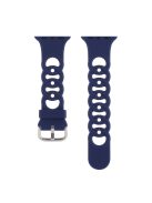 For Apple Watch Series 10 46mm / Ultra 2 Ultra 49mm /  Series 9 8 7 45mm / 6 5 4 SE (2023) SE (2022) SE 44mm / 3 2 1 42mm Silicone Strap Donut Hollow Watchband - Dark Blue