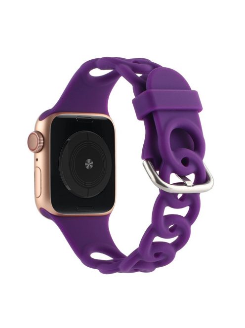 For Apple Watch Series 10 46mm / Ultra 2 Ultra 49mm /  Series 9 8 7 45mm / 6 5 4 SE (2023) SE (2022) SE 44mm / 3 2 1 42mm Silicone Strap Donut Hollow Watchband - Dark Purple