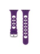 For Apple Watch Series 10 46mm / Ultra 2 Ultra 49mm /  Series 9 8 7 45mm / 6 5 4 SE (2023) SE (2022) SE 44mm / 3 2 1 42mm Silicone Strap Donut Hollow Watchband - Dark Purple