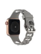 For Apple Watch Series 10 46mm / Ultra 2 Ultra 49mm /  Series 9 8 7 45mm / 6 5 4 SE (2023) SE (2022) SE 44mm / 3 2 1 42mm Silicone Strap Donut Hollow Watchband - Grey