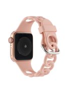 For Apple Watch Series 10 46mm / Ultra 2 Ultra 49mm /  Series 9 8 7 45mm / 6 5 4 SE (2023) SE (2022) SE 44mm / 3 2 1 42mm Silicone Strap Donut Hollow Watchband - Light Pink