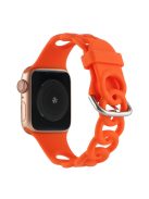 For Apple Watch Series 10 46mm / Ultra 2 Ultra 49mm /  Series 9 8 7 45mm / 6 5 4 SE (2023) SE (2022) SE 44mm / 3 2 1 42mm Silicone Strap Donut Hollow Watchband - Orange