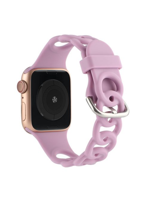 For Apple Watch Series 10 46mm / Ultra 2 Ultra 49mm /  Series 9 8 7 45mm / 6 5 4 SE (2023) SE (2022) SE 44mm / 3 2 1 42mm Silicone Strap Donut Hollow Watchband - Purple