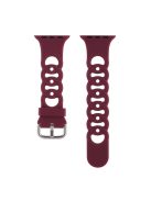 For Apple Watch Series 10 46mm / Ultra 2 Ultra 49mm /  Series 9 8 7 45mm / 6 5 4 SE (2023) SE (2022) SE 44mm / 3 2 1 42mm Silicone Strap Donut Hollow Watchband - Wine Red