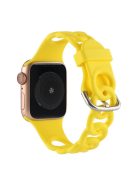 For Apple Watch Series 10 46mm / Ultra 2 Ultra 49mm /  Series 9 8 7 45mm / 6 5 4 SE (2023) SE (2022) SE 44mm / 3 2 1 42mm Silicone Strap Donut Hollow Watchband - Yellow