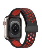 For Apple Watch Series 10 46mm / Ultra 2 Ultra 49mm /  Series 9 8 7 45mm / 6 5 4 SE (2023) SE (2022) SE 44mm / 3 2 1 42mm Silicone Strap Dual Color Breathable Watch Band - Black / Red