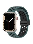 For Apple Watch Series 10 46mm / Ultra 2 Ultra 49mm /  Series 9 8 7 45mm / 6 5 4 SE (2023) SE (2022) SE 44mm / 3 2 1 42mm Silicone Strap Dual Color Breathable Watch Band - Olive Green / Black