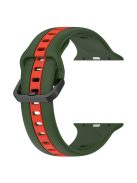 For Apple Watch Series 10 46mm / Ultra 2 Ultra 49mm /  Series 9 8 7 45mm / 6 5 4 SE (2023) SE (2022) SE 44mm / 3 2 1 42mm Silicone Strap Dual Color Watchband - Army Green / Red