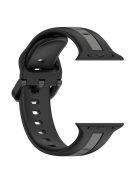 For Apple Watch Series 10 46mm / Ultra 2 Ultra 49mm /  Series 9 8 7 45mm / 6 5 4 SE (2023) SE (2022) SE 44mm / 3 2 1 42mm Silicone Strap Dual Color Watchband - Black / Grey