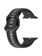 For Apple Watch Series 10 46mm / Ultra 2 Ultra 49mm /  Series 9 8 7 45mm / 6 5 4 SE (2023) SE (2022) SE 44mm / 3 2 1 42mm Silicone Strap Dual Color Watchband - Black / Grey