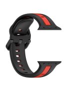 For Apple Watch Series 10 46mm / Ultra 2 Ultra 49mm /  Series 9 8 7 45mm / 6 5 4 SE (2023) SE (2022) SE 44mm / 3 2 1 42mm Silicone Strap Dual Color Watchband - Black / Red