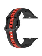 For Apple Watch Series 10 46mm / Ultra 2 Ultra 49mm /  Series 9 8 7 45mm / 6 5 4 SE (2023) SE (2022) SE 44mm / 3 2 1 42mm Silicone Strap Dual Color Watchband - Black / Red