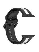 For Apple Watch Series 10 46mm / Ultra 2 Ultra 49mm /  Series 9 8 7 45mm / 6 5 4 SE (2023) SE (2022) SE 44mm / 3 2 1 42mm Silicone Strap Dual Color Watchband - Black / White