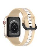 For Apple Watch Series 10 46mm / Ultra 2 Ultra 49mm /  Series 9 8 7 45mm / 6 5 4 SE (2023) SE (2022) SE 44mm / 3 2 1 42mm Silicone Strap Dual Color Watchband - Khaki / White