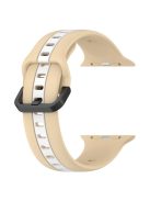 For Apple Watch Series 10 46mm / Ultra 2 Ultra 49mm /  Series 9 8 7 45mm / 6 5 4 SE (2023) SE (2022) SE 44mm / 3 2 1 42mm Silicone Strap Dual Color Watchband - Khaki / White