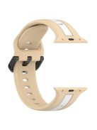 For Apple Watch Series 10 46mm / Ultra 2 Ultra 49mm /  Series 9 8 7 45mm / 6 5 4 SE (2023) SE (2022) SE 44mm / 3 2 1 42mm Silicone Strap Dual Color Watchband - Khaki / White