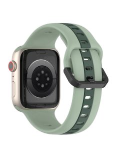   For Apple Watch Series 10 46mm / Ultra 2 Ultra 49mm /  Series 9 8 7 45mm / 6 5 4 SE (2023) SE (2022) SE 44mm / 3 2 1 42mm Silicone Strap Dual Color Watchband - Light Green / Blackish Green