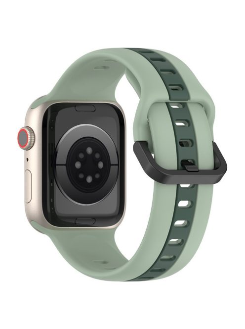 For Apple Watch Series 10 46mm / Ultra 2 Ultra 49mm /  Series 9 8 7 45mm / 6 5 4 SE (2023) SE (2022) SE 44mm / 3 2 1 42mm Silicone Strap Dual Color Watchband - Light Green / Blackish Green