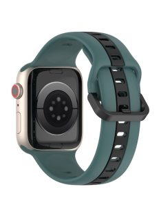   For Apple Watch Series 10 46mm / Ultra 2 Ultra 49mm /  Series 9 8 7 45mm / 6 5 4 SE (2023) SE (2022) SE 44mm / 3 2 1 42mm Silicone Strap Dual Color Watchband - Olive Green / Black