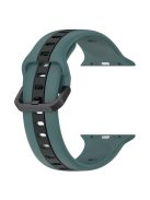 For Apple Watch Series 10 46mm / Ultra 2 Ultra 49mm /  Series 9 8 7 45mm / 6 5 4 SE (2023) SE (2022) SE 44mm / 3 2 1 42mm Silicone Strap Dual Color Watchband - Olive Green / Black