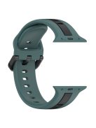 For Apple Watch Series 10 46mm / Ultra 2 Ultra 49mm /  Series 9 8 7 45mm / 6 5 4 SE (2023) SE (2022) SE 44mm / 3 2 1 42mm Silicone Strap Dual Color Watchband - Olive Green / Black