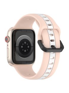   For Apple Watch Series 10 46mm / Ultra 2 Ultra 49mm /  Series 9 8 7 45mm / 6 5 4 SE (2023) SE (2022) SE 44mm / 3 2 1 42mm Silicone Strap Dual Color Watchband - Pink / White