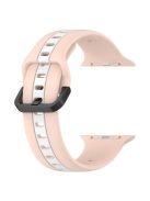 For Apple Watch Series 10 46mm / Ultra 2 Ultra 49mm /  Series 9 8 7 45mm / 6 5 4 SE (2023) SE (2022) SE 44mm / 3 2 1 42mm Silicone Strap Dual Color Watchband - Pink / White