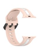 For Apple Watch Series 10 46mm / Ultra 2 Ultra 49mm /  Series 9 8 7 45mm / 6 5 4 SE (2023) SE (2022) SE 44mm / 3 2 1 42mm Silicone Strap Dual Color Watchband - Pink / White