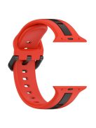 For Apple Watch Series 10 46mm / Ultra 2 Ultra 49mm /  Series 9 8 7 45mm / 6 5 4 SE (2023) SE (2022) SE 44mm / 3 2 1 42mm Silicone Strap Dual Color Watchband - Red / Black