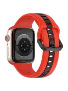 For Apple Watch Series 10 46mm / Ultra 2 Ultra 49mm /  Series 9 8 7 45mm / 6 5 4 SE (2023) SE (2022) SE 44mm / 3 2 1 42mm Silicone Strap Dual Color Watchband - Red / Black