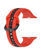 For Apple Watch Series 10 46mm / Ultra 2 Ultra 49mm /  Series 9 8 7 45mm / 6 5 4 SE (2023) SE (2022) SE 44mm / 3 2 1 42mm Silicone Strap Dual Color Watchband - Red / Black