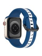 For Apple Watch Series 10 46mm / Ultra 2 Ultra 49mm /  Series 9 8 7 45mm / 6 5 4 SE (2023) SE (2022) SE 44mm / 3 2 1 42mm Silicone Strap Dual Color Watchband - Sky Blue / White